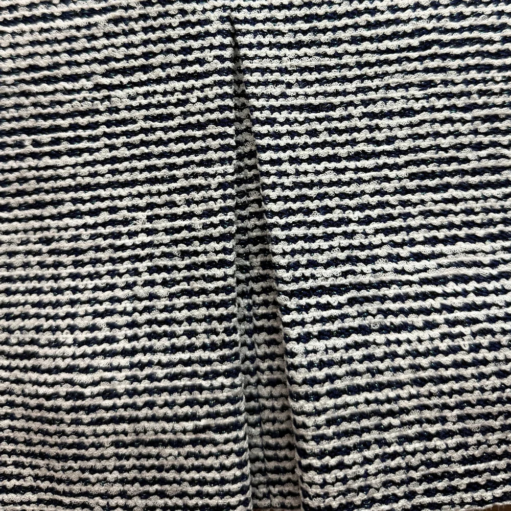 Chanel Navy and White Tweed Inverted Box Pleated Mini Skirt